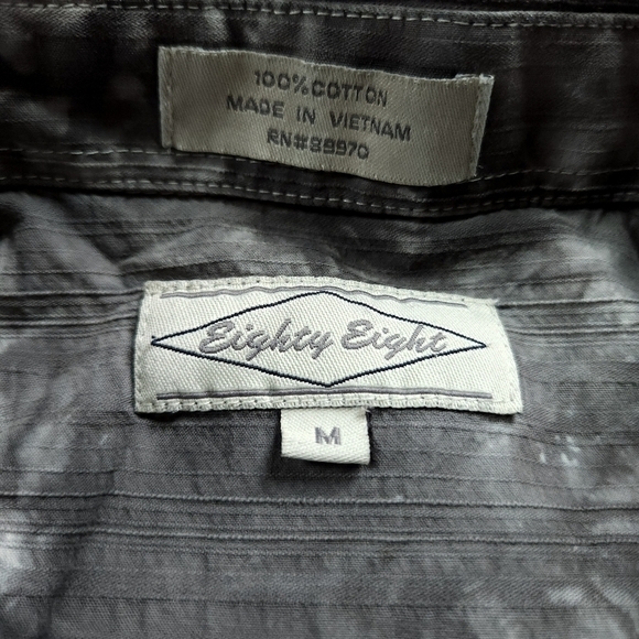 Eighty Eight Apparel Shirt Mens sz M Crosses Bleach Dye Button Up Y2k Grunge - Picture 3 of 6